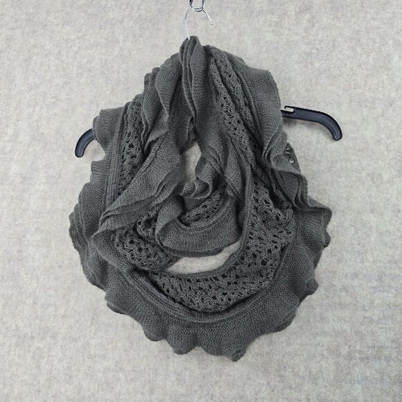 Lot of Womens Knitted Infinity Scarf Acrylic Beige Fringe Detailing Tassels - Picture 13 of 14